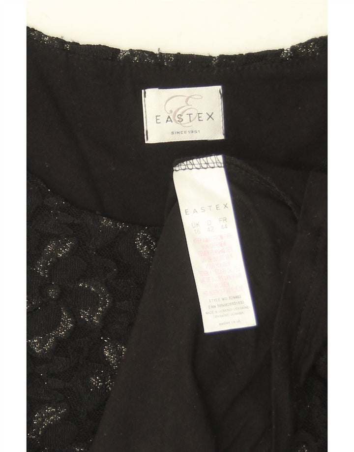 Camicetta da donna Eastex Top UK 16 Large Nero Floreale Poliammide