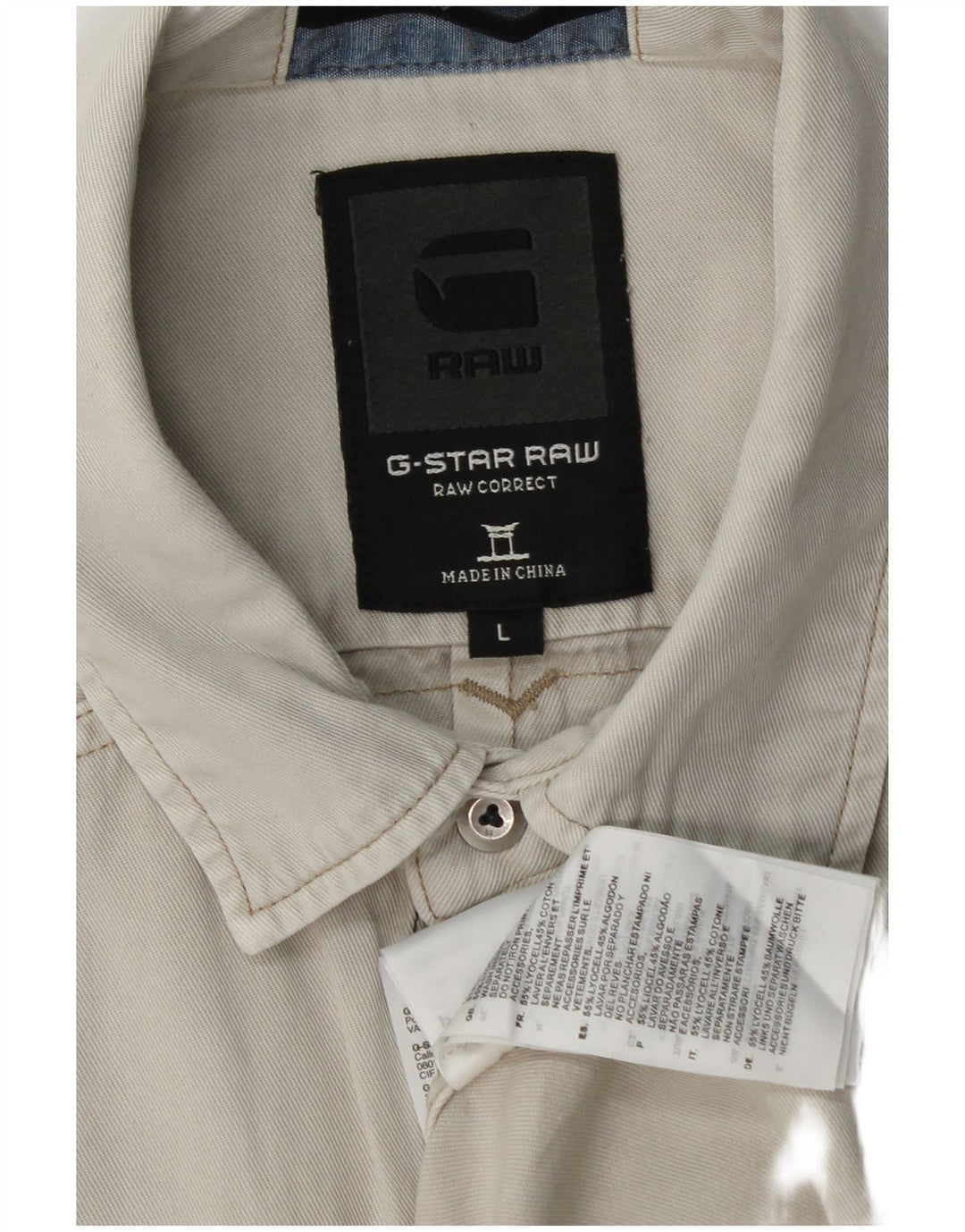 G-STAR Camicia di jeans a maniche corte da uomo grande Lyocell grigio