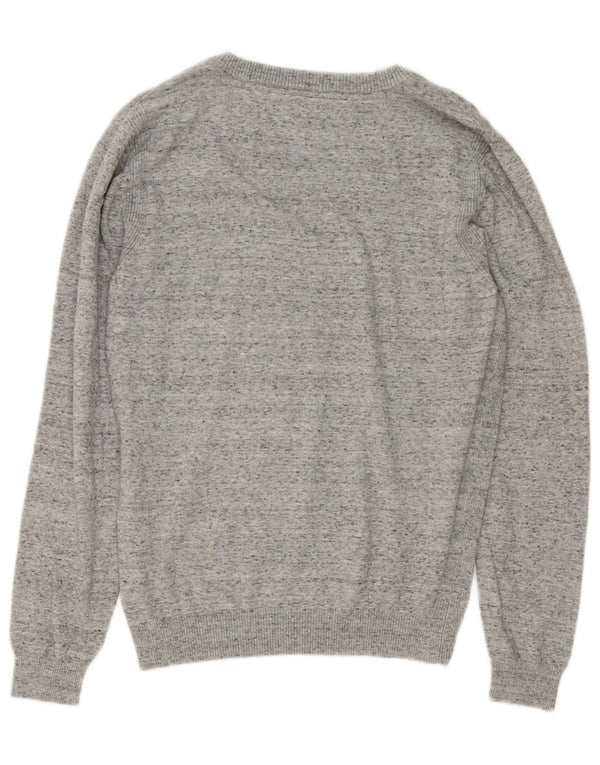 Maglione da uomo Diesel con scollo a V piccolo cotone chiazzato grigio