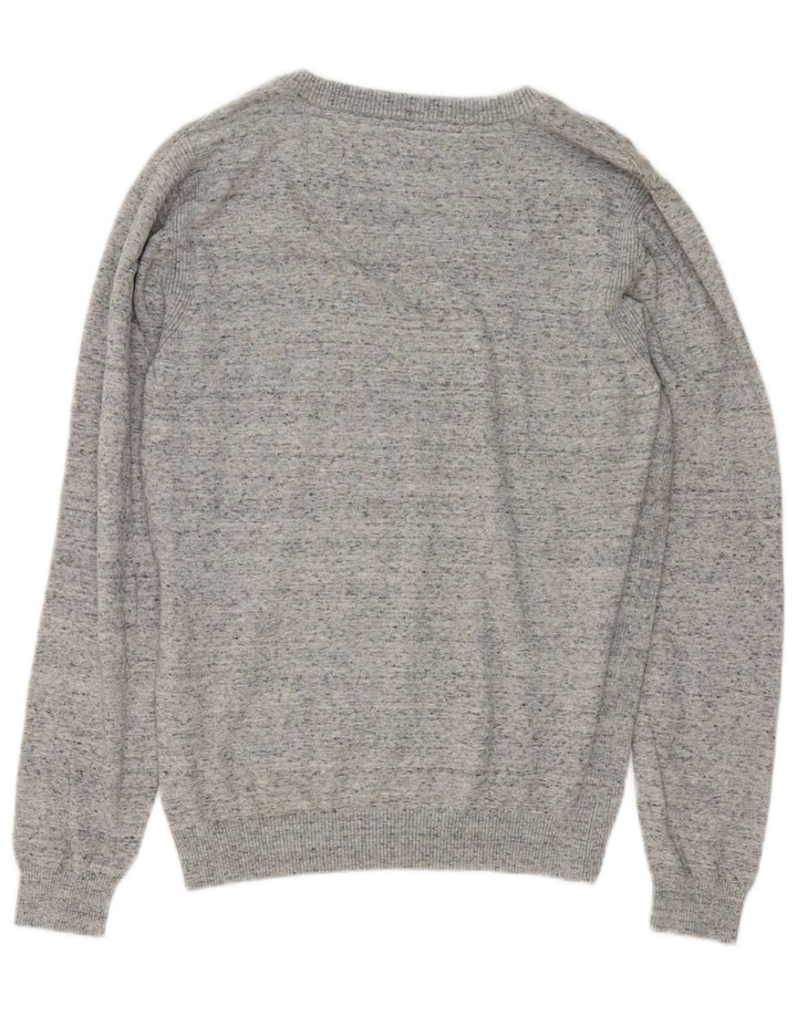 Maglione da uomo Diesel con scollo a V piccolo cotone chiazzato grigio