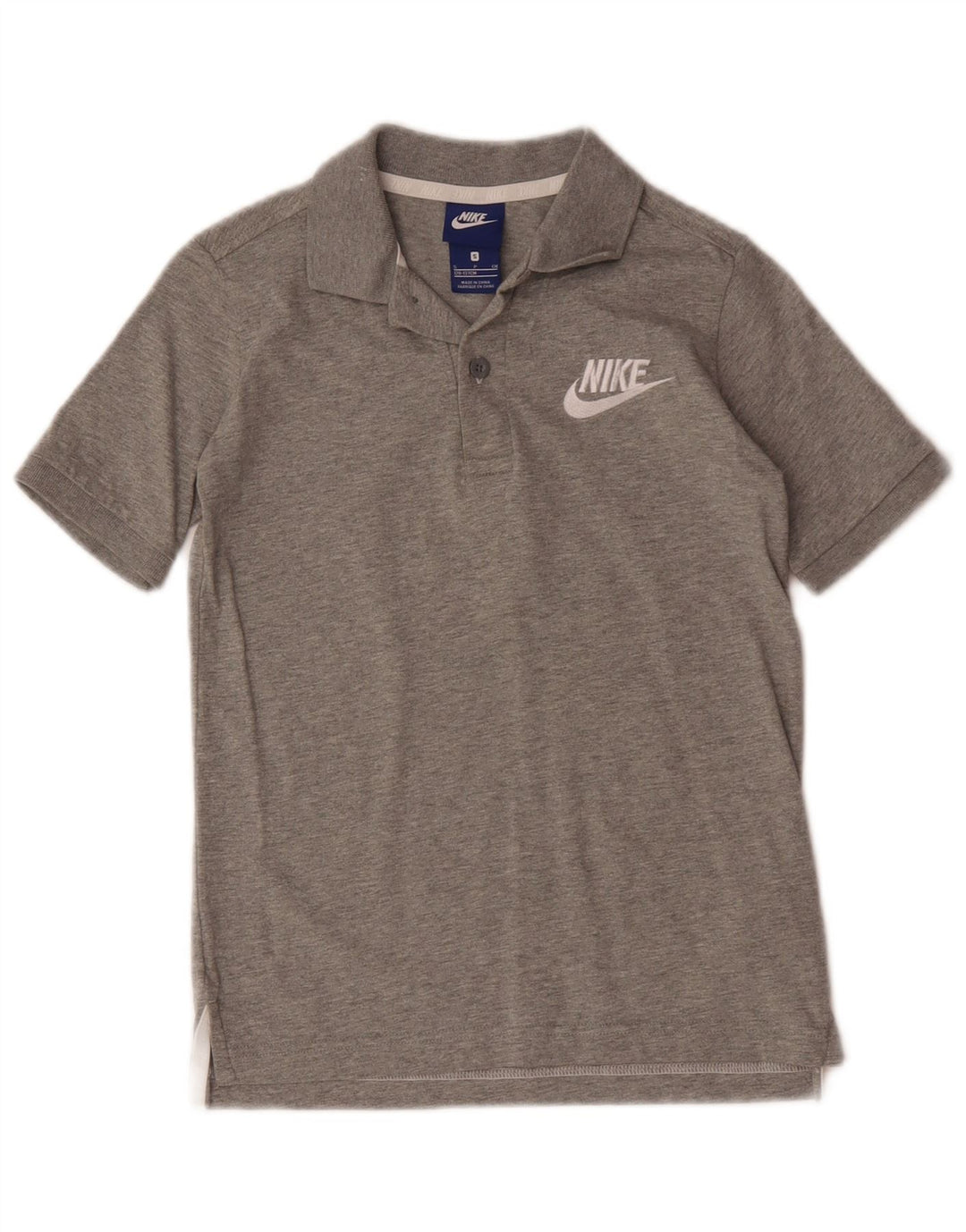 Polo Nike da bambino, 8-9 anni, piccola, in cotone grigio screziato