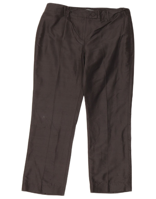 Pantaloni corti dritti da donna Marella UK 12 medi W30 L25 seta nera