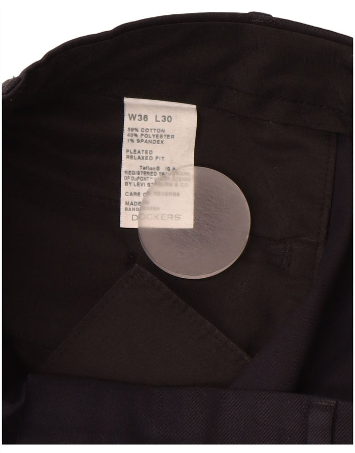 DOCKERS Pantaloni chino con pegging da uomo vestibilità comoda W36 L30 cotone blu navy