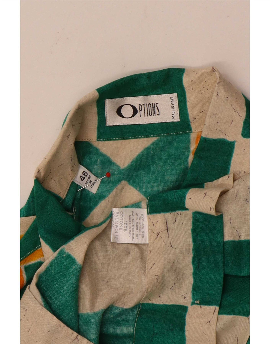 Opzioni Camicia da uomo a maniche corte IT 48 Cotone geometrico verde medio