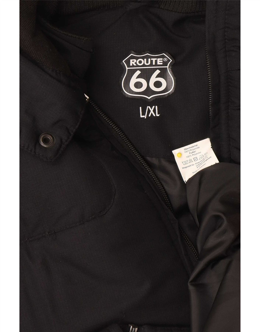 Giacca imbottita con cappuccio da uomo Route 66 UK 40 Large Nera in poliammide