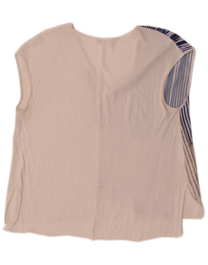 Camicetta senza maniche da donna Zara UK 14 Colorblock bianco medio