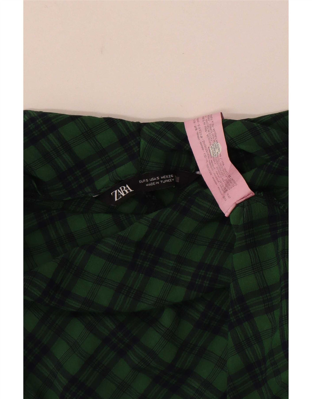 Camicetta oversize corta da donna Zara con maniche a 3/4, taglia UK 10, piccolo motivo a quadri verdi