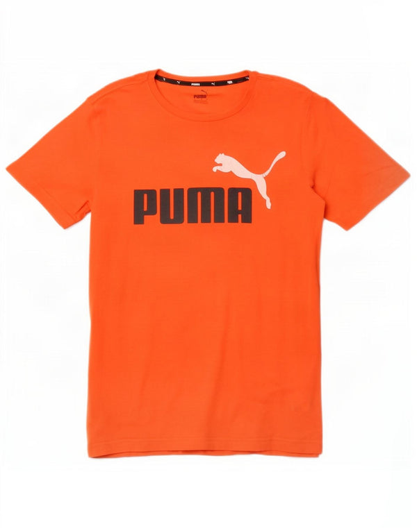 T-shirt grafica da uomo Puma Top Small in cotone arancione