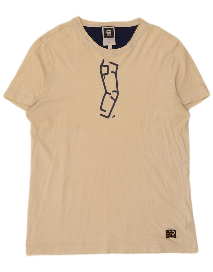 T-shirt grafica da uomo G-Star Top grande in cotone beige