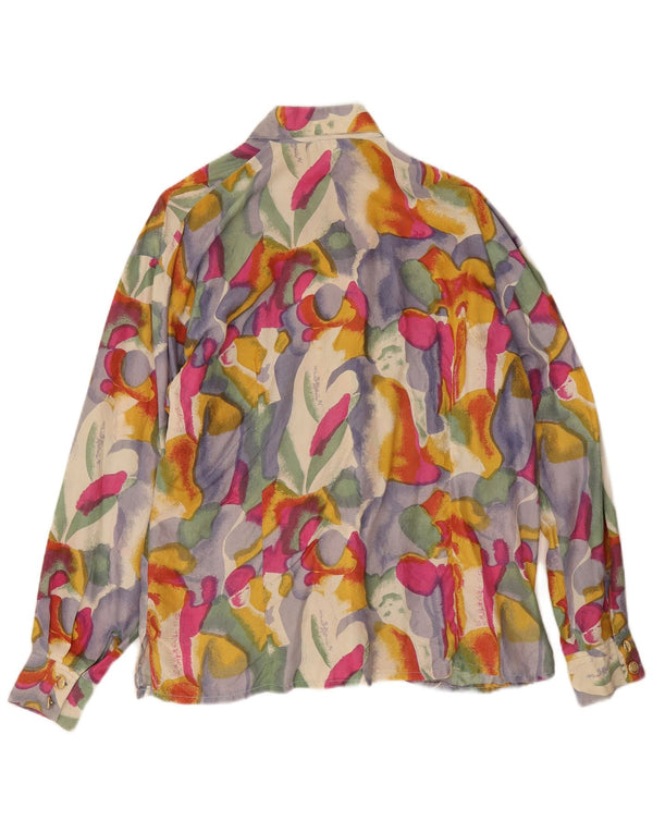 Camicetta da donna con motivo astratto Egoiste UK 14 grande seta multicolore