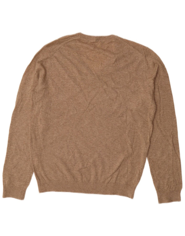 BENETTON Maglione da uomo con scollo a V grande beige