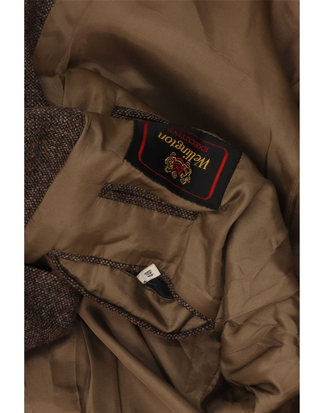Giacca blazer da uomo a 2 bottoni Wellington UK 44 2XL Lana vergine marrone