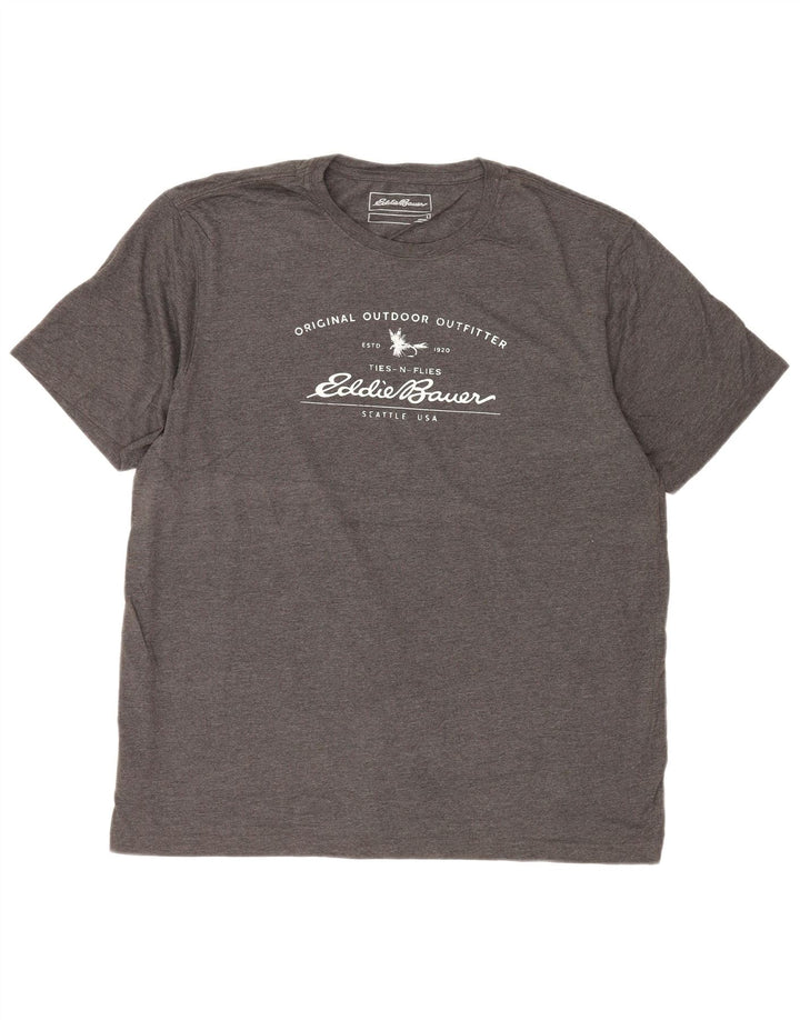 T-shirt grafica da uomo Eddie Bauer Top grande in cotone grigio