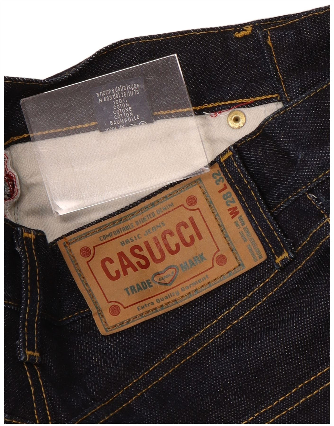 CASUCCI Jeans dritti da uomo a vita alta W28 L32 cotone blu navy