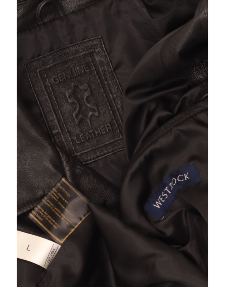 Giacca in pelle vintage da uomo UK 40 grande in pelle nera