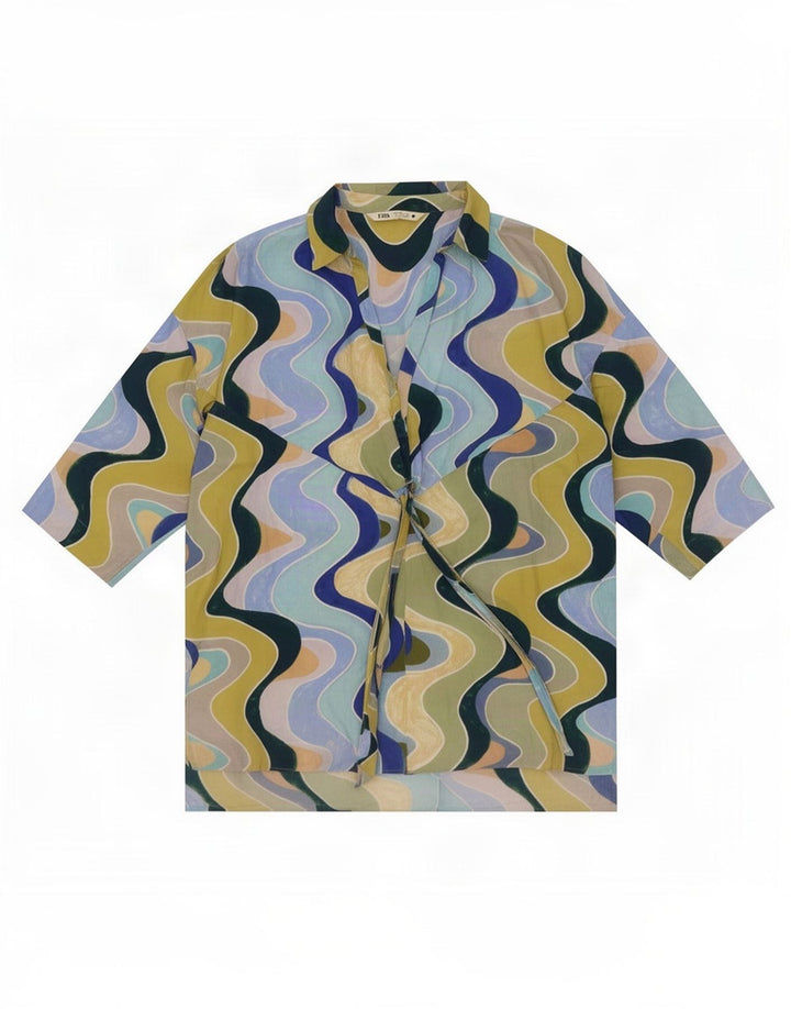 Top tunica oversize da donna Zara con motivo astratto UK 10 piccolo multicolore