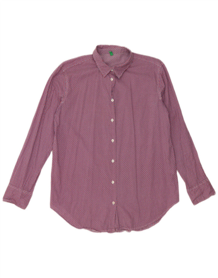 Camicia oversize da donna BENETTON UK 6 XS Cotone geometrico rosso