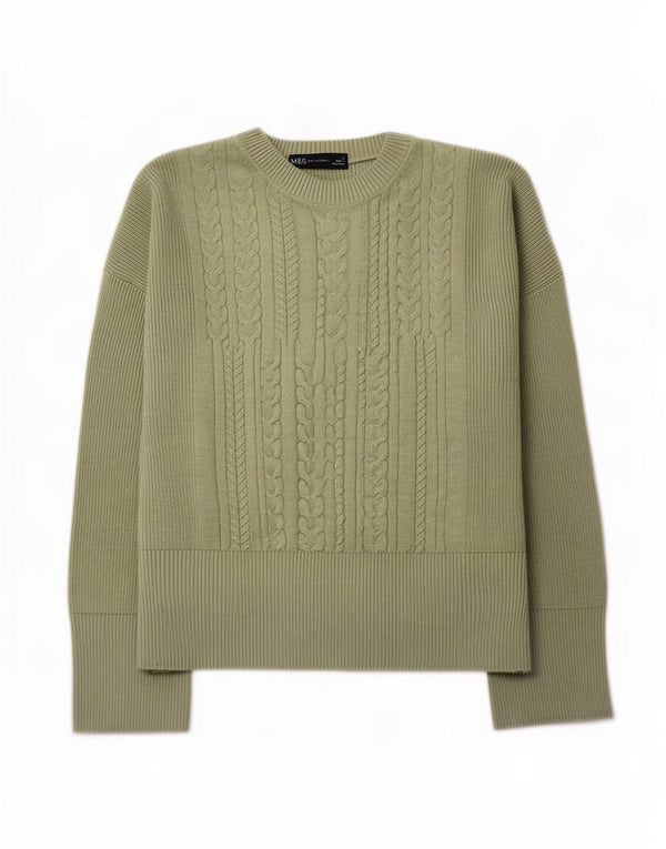 Maglione maglione girocollo oversize da donna Marks & Spencer UK 16 grande verde