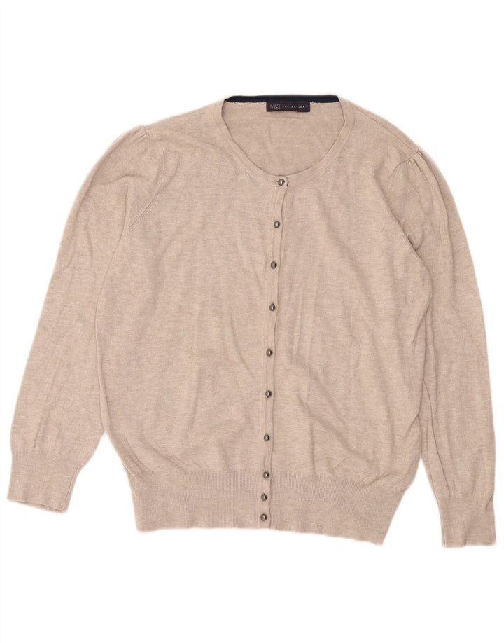 Maglione cardigan da donna Marks & Spencer UK 16 Large Beige Viscosa