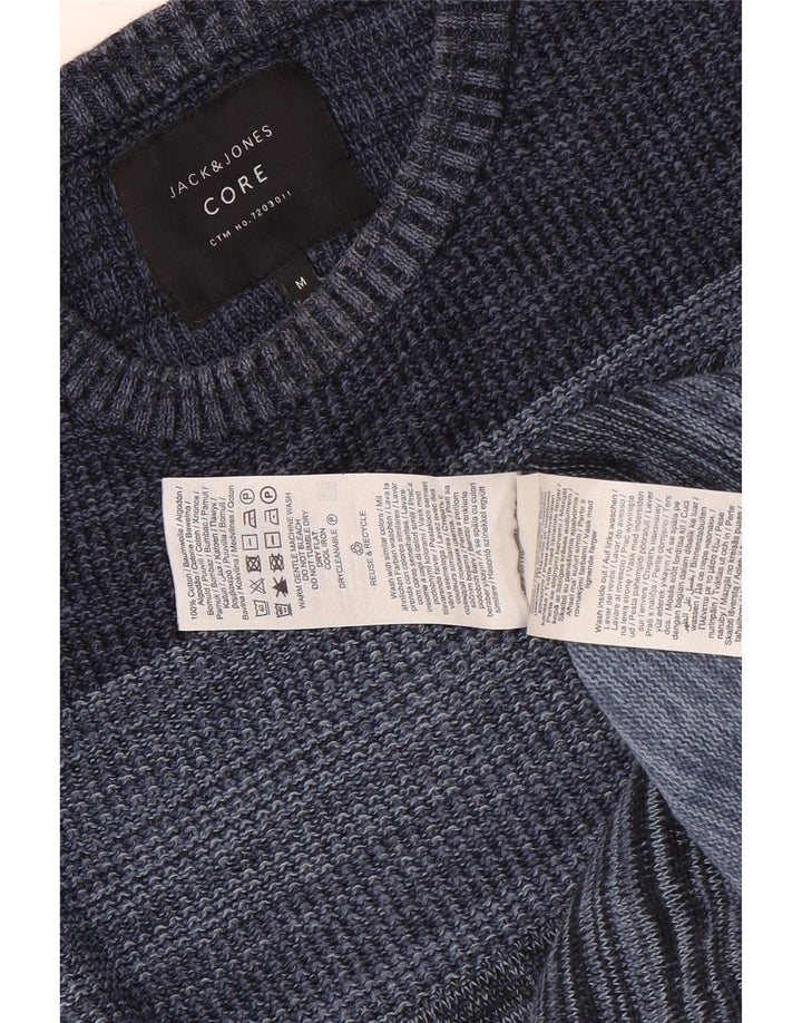 Jack & Jones Maglione girocollo da uomo in cotone gessato blu medio
