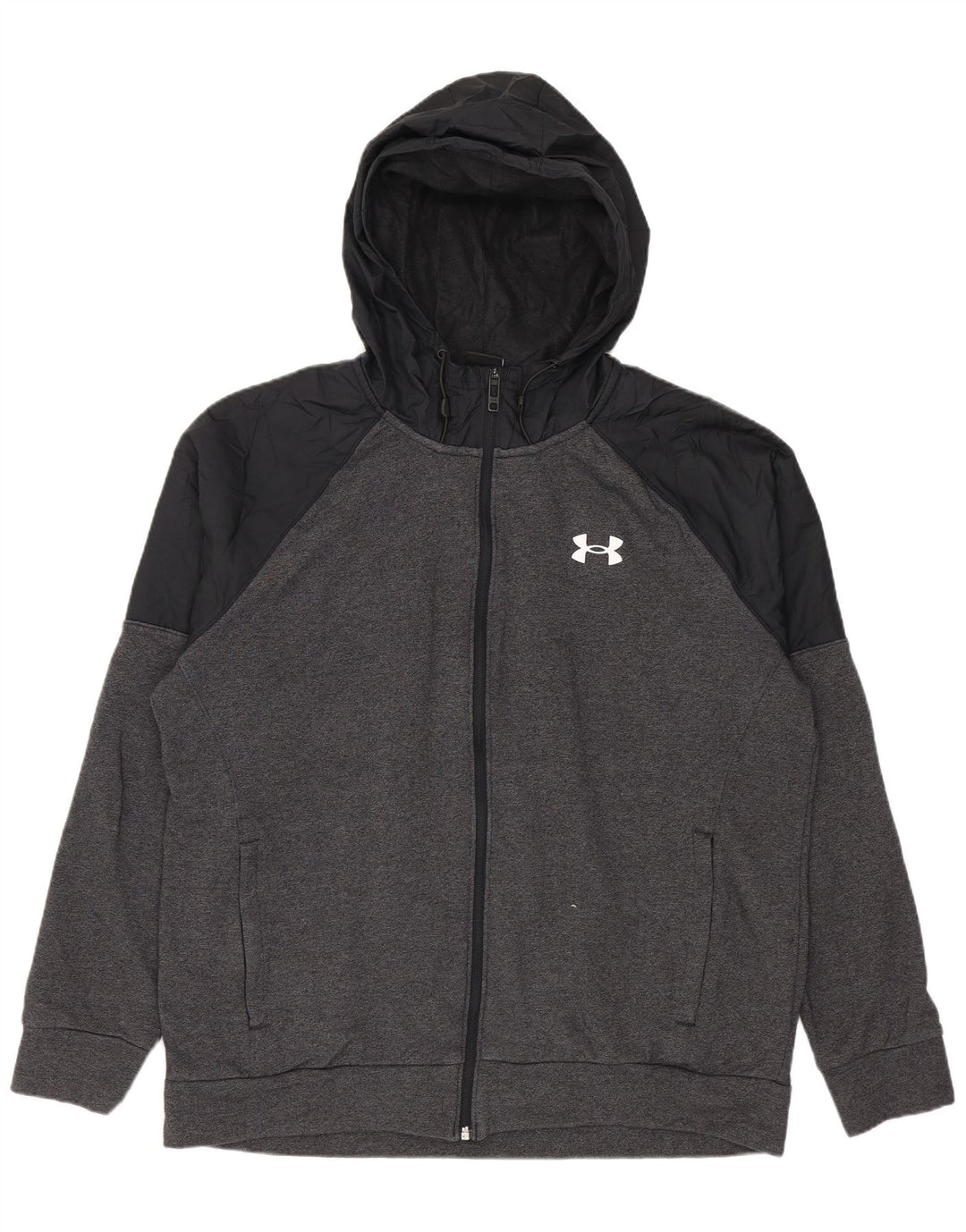 Felpa con cappuccio e zip da uomo Under Armour grande in cotone grigio