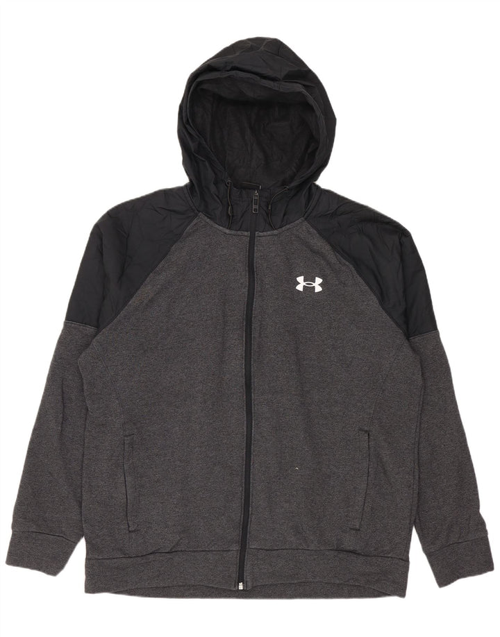Felpa con cappuccio e zip da uomo Under Armour grande in cotone grigio