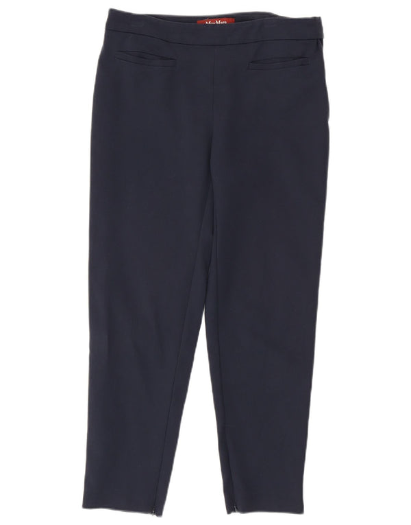 Pantaloni corti slim da donna Max Mara UK 10 piccoli W28 L25 cotone blu navy