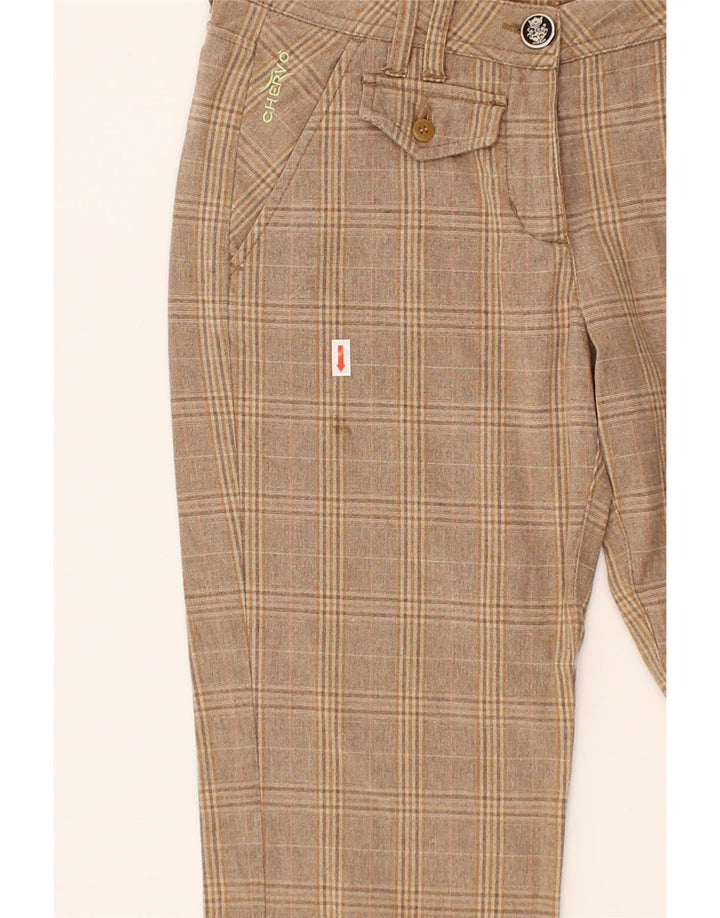 CHERVO Womens Bootcut Chino Trousers EU 36 Small W27 L32 Beige Check Vintage Chervo and Second-Hand Chervo from Messina Hembry 