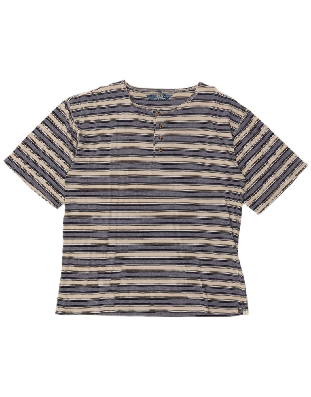 T-shirt da uomo VINTAGE Top XL in cotone a righe blu navy
