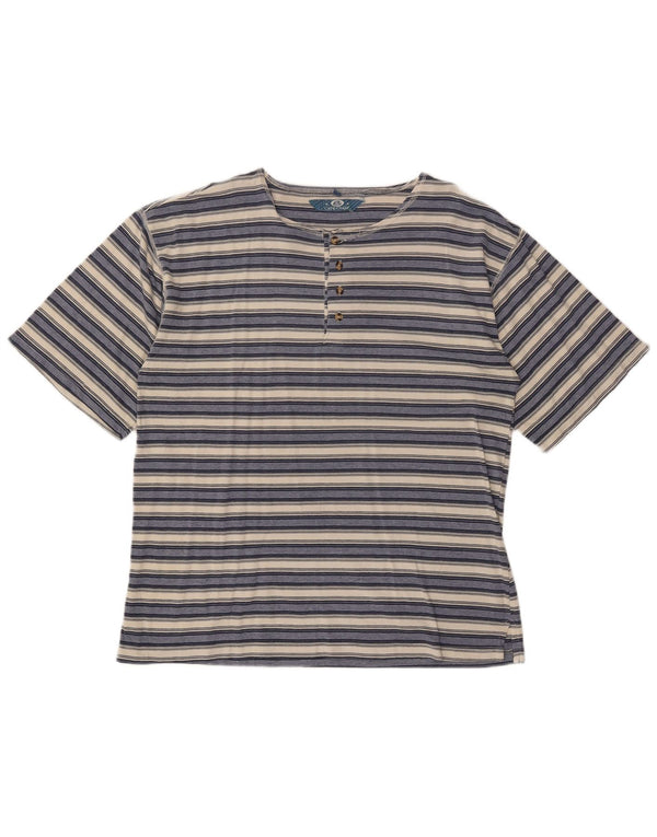 T-shirt da uomo VINTAGE Top XL in cotone a righe blu navy