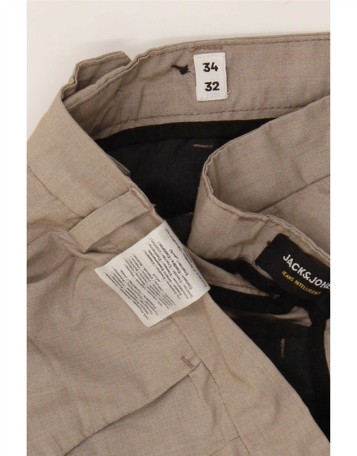 Pantaloni chino affusolati da uomo Jack & Jones W34 L32 poliestere beige