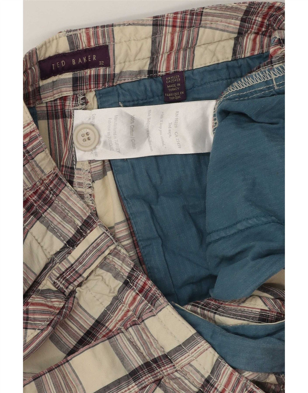 Pantaloncini chino da uomo Ted Baker W32 cotone a quadri multicolore medio