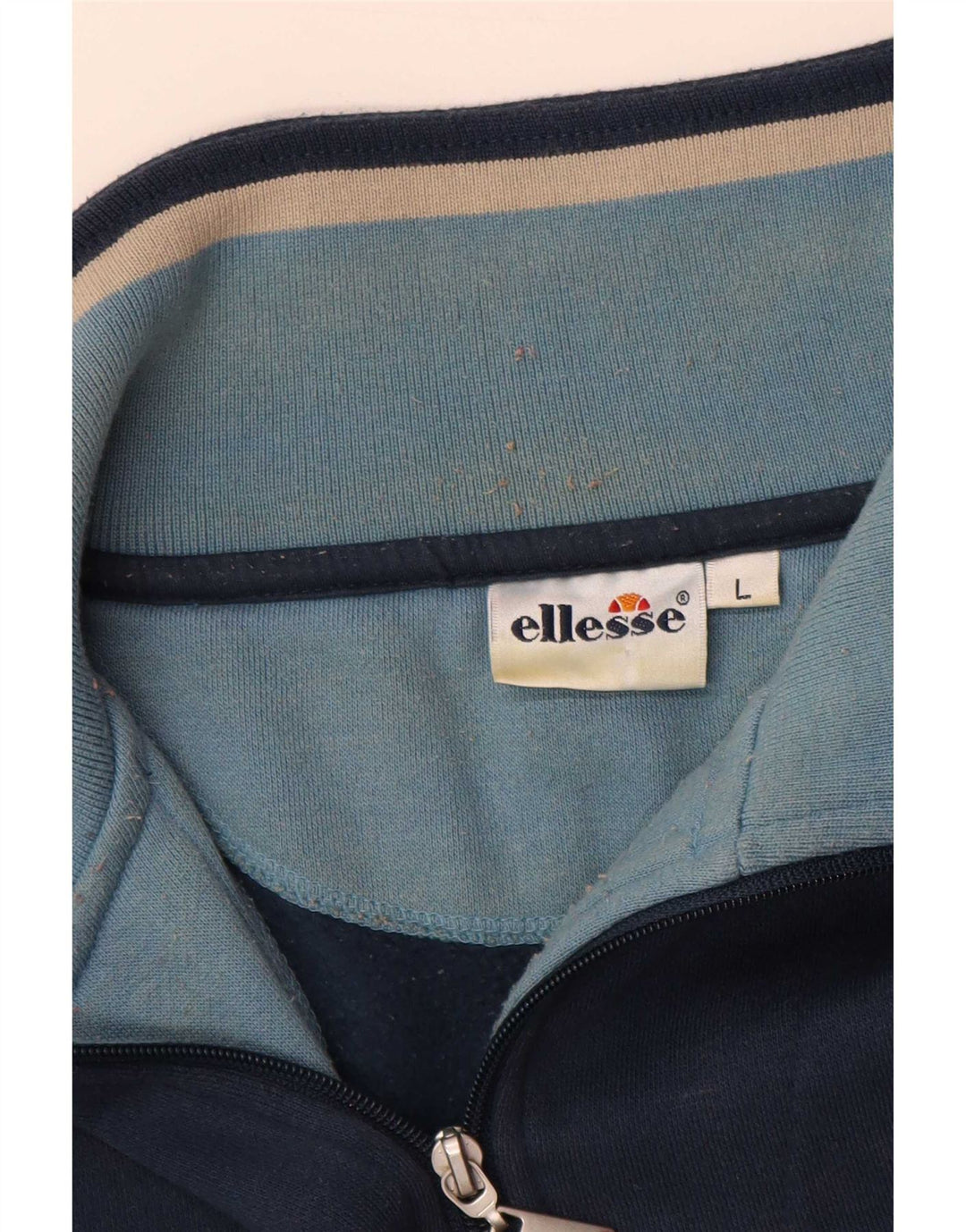 Felpa Ellesse da uomo con zip e collo, maglione grande, cotone blu navy