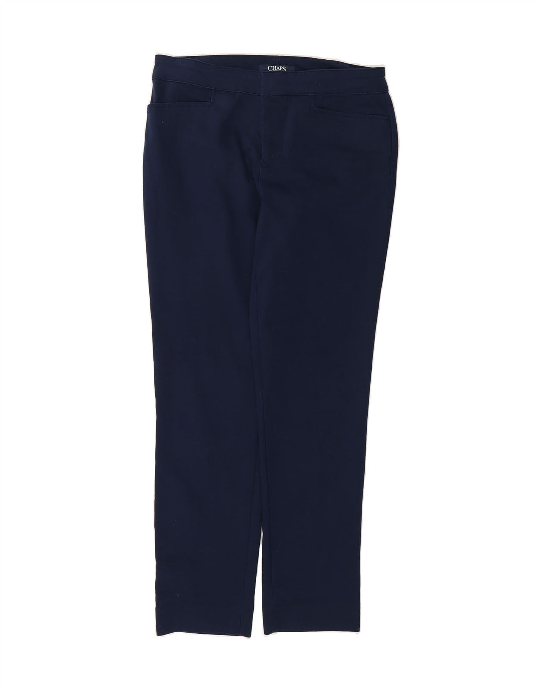 CHAPS Womens Slim Casual Trousers US 8 Medium W32 L30 Navy Blue Cotton Vintage Chaps and Second-Hand Chaps from Messina Hembry 