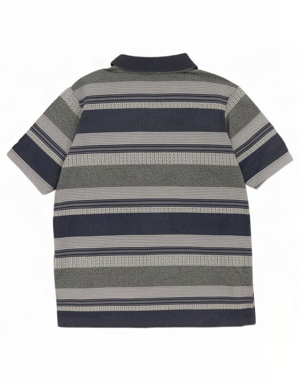 AUSTRALIAN L'ALPINA Mens Polo Shirt IT 50 Medium Blue Striped Cotton