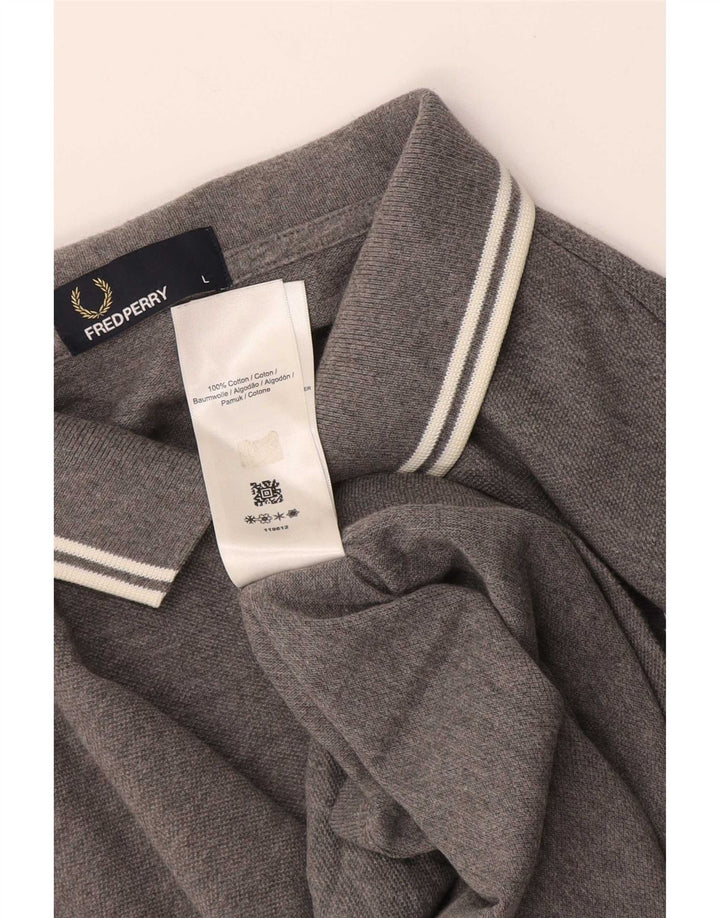 Polo da uomo Fred Perry grande in cotone chiazzato grigio
