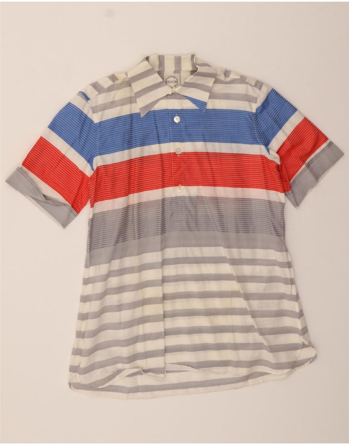 VINTAGE Mens Pullover Shirt Size 16 41 Large Multicoloured Striped Vintage Vintage and Second-Hand Vintage from Messina Hembry 