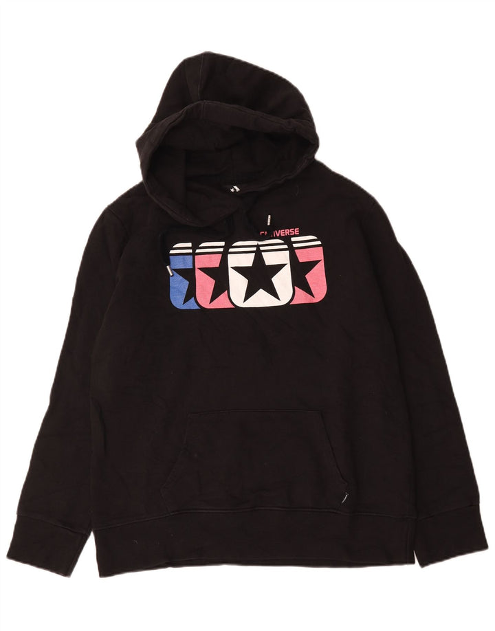 Felpa con cappuccio grafica da uomo Converse, cotone nero medio