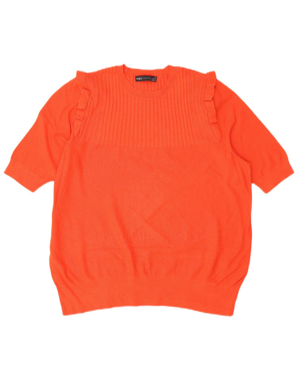 Top camicetta da donna Marks & Spencer UK 20 2XL viscosa arancione