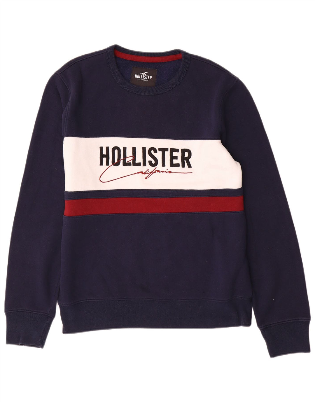 Felpa grafica da uomo Hollister, maglione medio, blu navy, color block