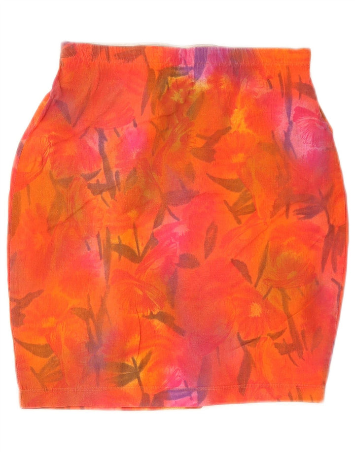 Gonna a tubino vintage da donna IT 44 media W25 floreale multicolore