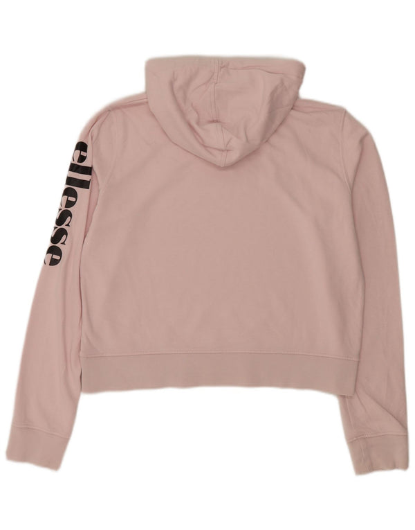 Felpa con cappuccio grafica corta da donna Ellesse UK 16 grande cotone rosa
