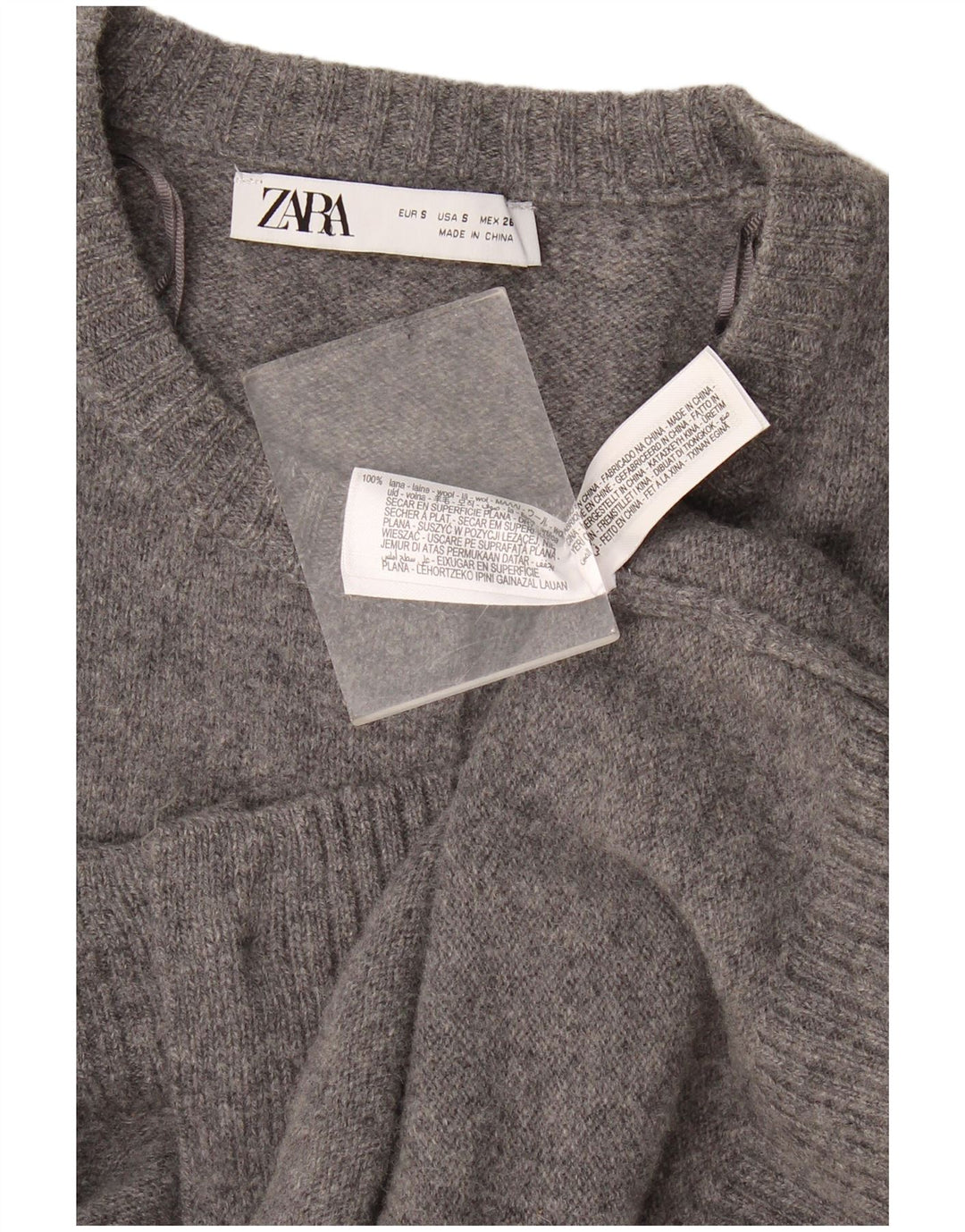 Maglione cardigan da donna Zara UK 10 piccolo in lana screziata grigia