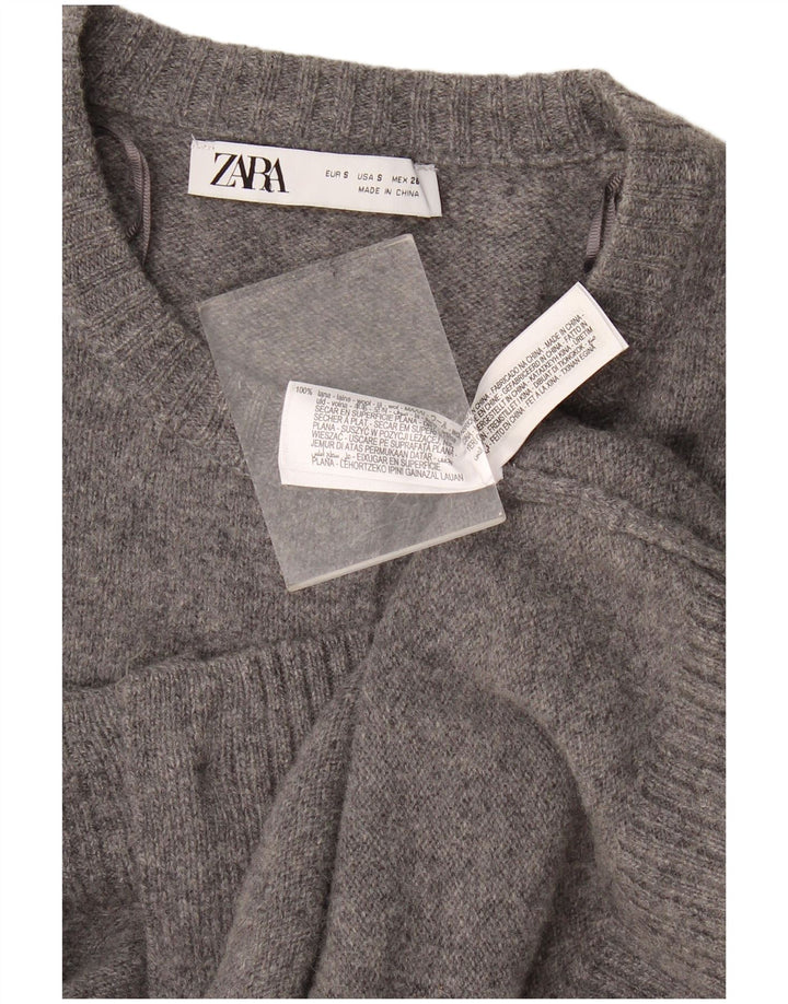 Maglione cardigan da donna Zara UK 10 piccolo in lana screziata grigia