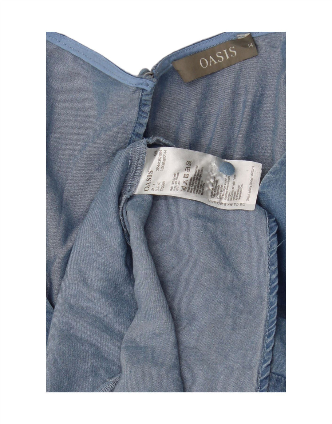 Top camicetta da donna Oasis UK 14 Lyocell blu medio