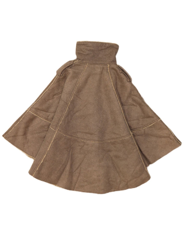 Topshop Cappotto poncho militare Sherpa da donna UK 8 piccolo poliestere grigio