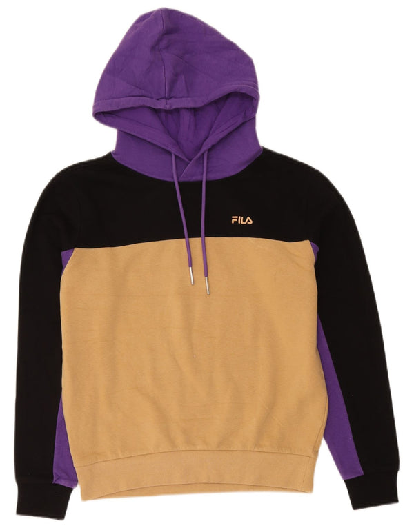 Maglione oversize con cappuccio da donna Fila UK 10 Small Giallo in cotone color block