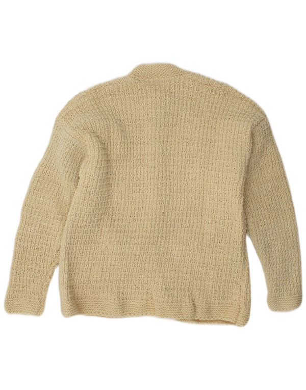 Maglione cardigan da donna vintage UK 12 medio bianco sporco