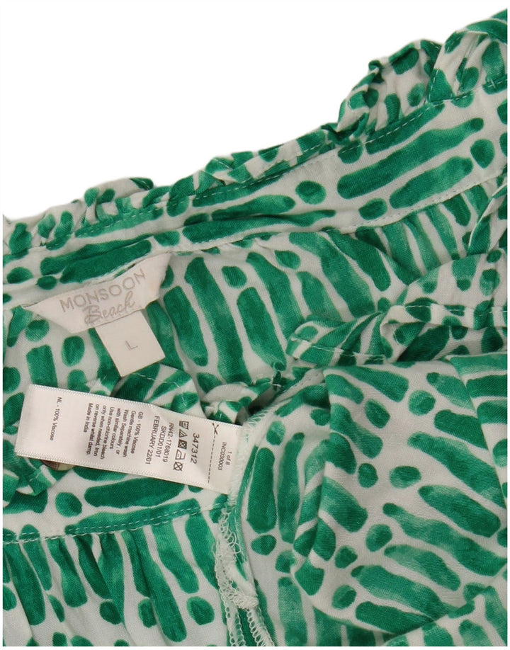 MONSOON Camicetta corta oversize da donna UK 16 Large Green Striped