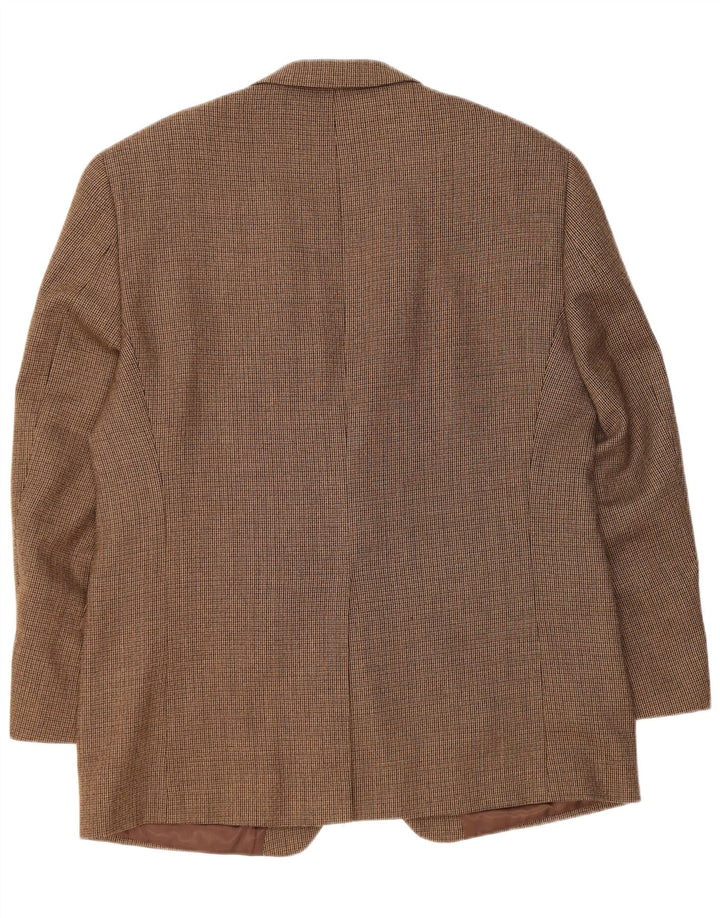 CHAPS Mens Slim 2 Button Blazer Jacket UK 42 XL Brown Houndstooth